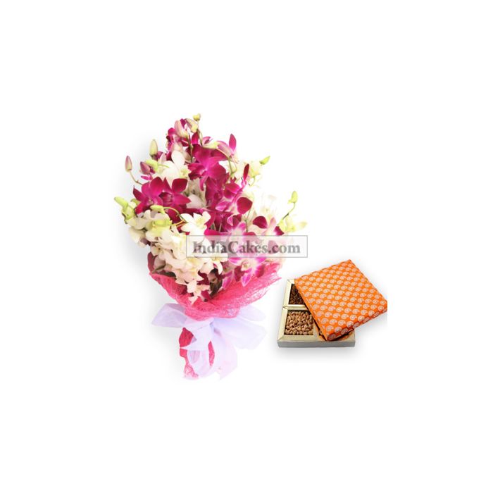 6 Orchids Bunch And Half Kg Dry Fruits Pack 6 Orchids Bunch And Half Kg Dry Fruits Pack