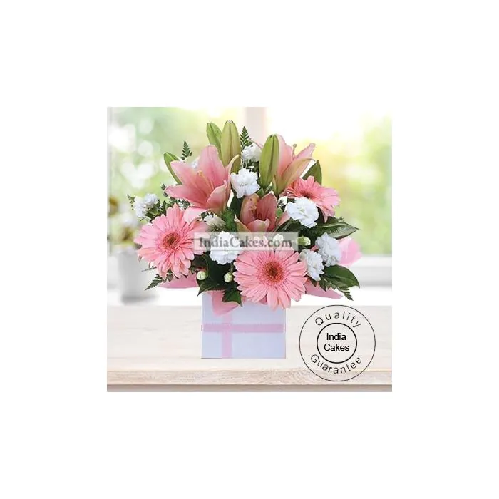 ARRANGEMENT OF 6 GERBERAS AND 6 LILLIUM