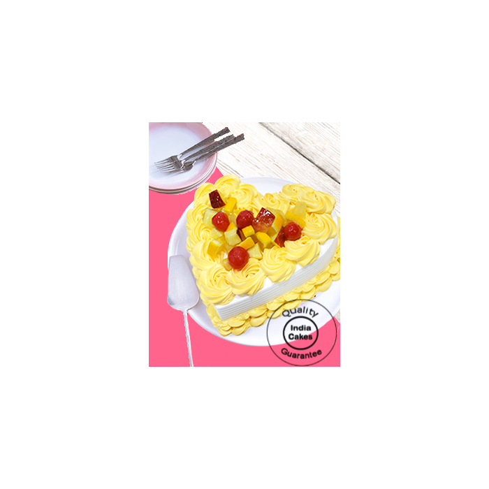 Floral Mix Fruit Heart Shaped Cake Half Kg Floral Mix Fruit Heart Shaped Cake Half Kg