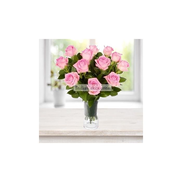 Hand Tied 15 Pink Roses Bunch