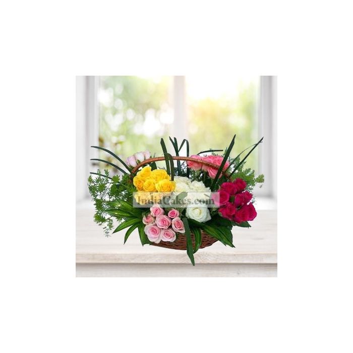 Mix Roses Arrangement in Basket
