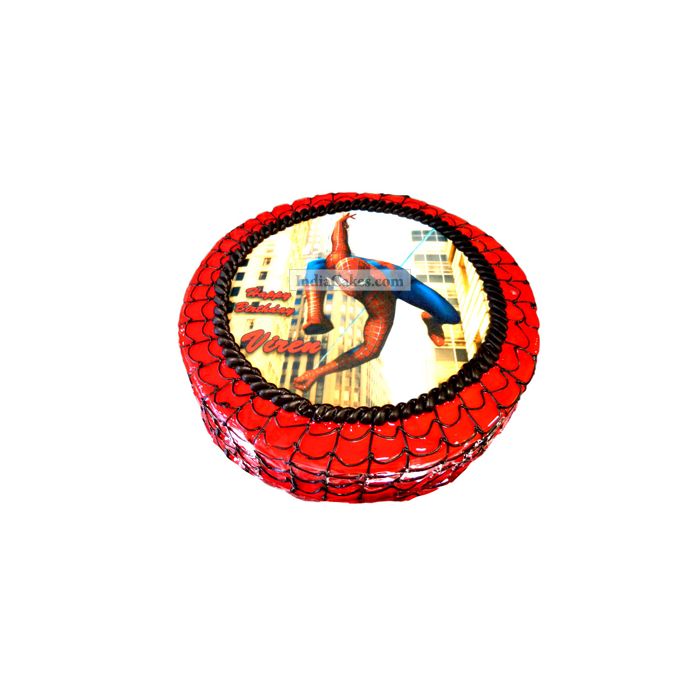 Fondant Spiderman Photo Round Cake One Kilogram Fondant Spiderman Photo Round Cake One Kilogram