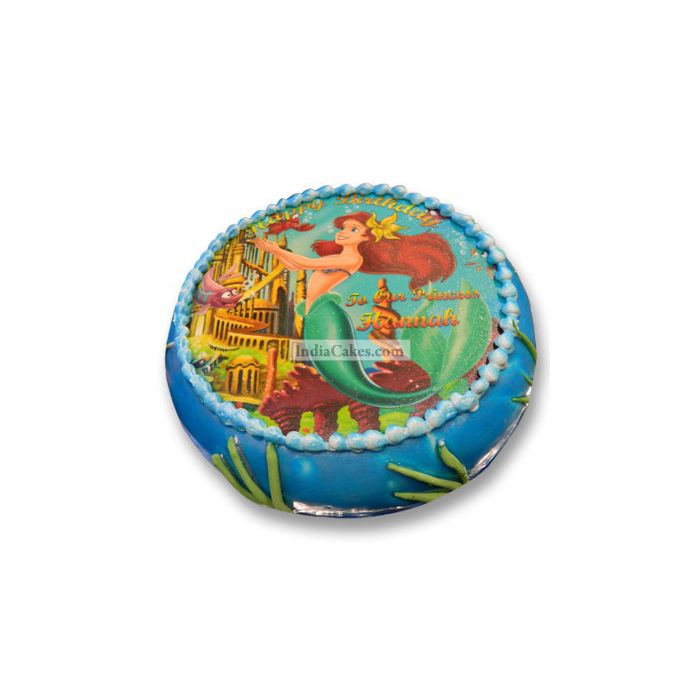 Fondant Little Mermaid Photo Cake One and a Half Kilogram Fondant Little Mermaid Photo Cake One and a Half Kilogram