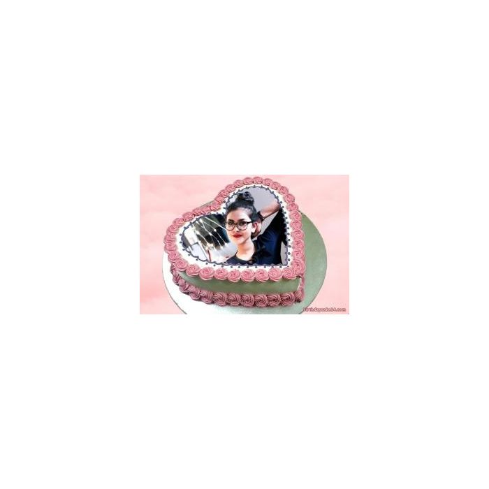 Heart Shaped Strawberry Photo Cake Half Kg Heart Shaped Strawberry Photo Cake Half Kg