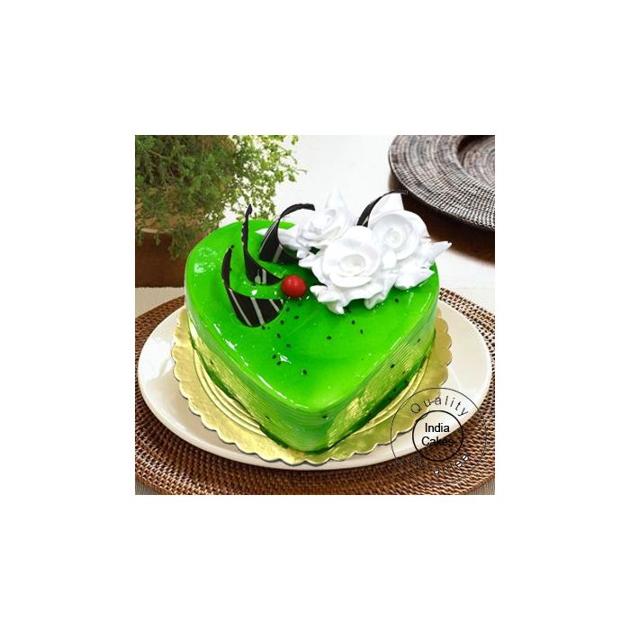 1 Kg Eggless Kiwi Cake Heart Shape 1 Kg Eggless Kiwi Cake Heart Shape
