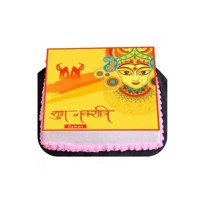 Navratri Square Poster Cake