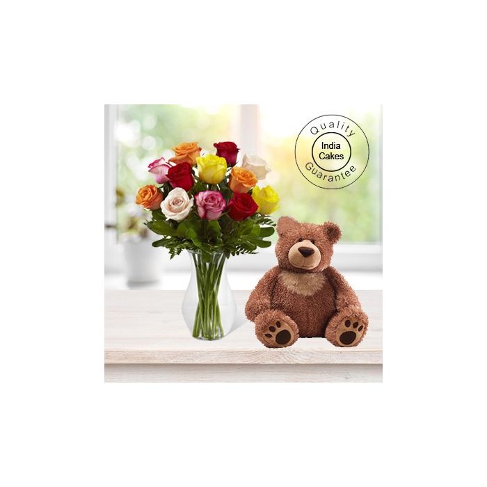 6 MIX FLOWERS WITH BIG TEDDY BEAR 6 MIX FLOWERS WITH BIG TEDDY BEAR