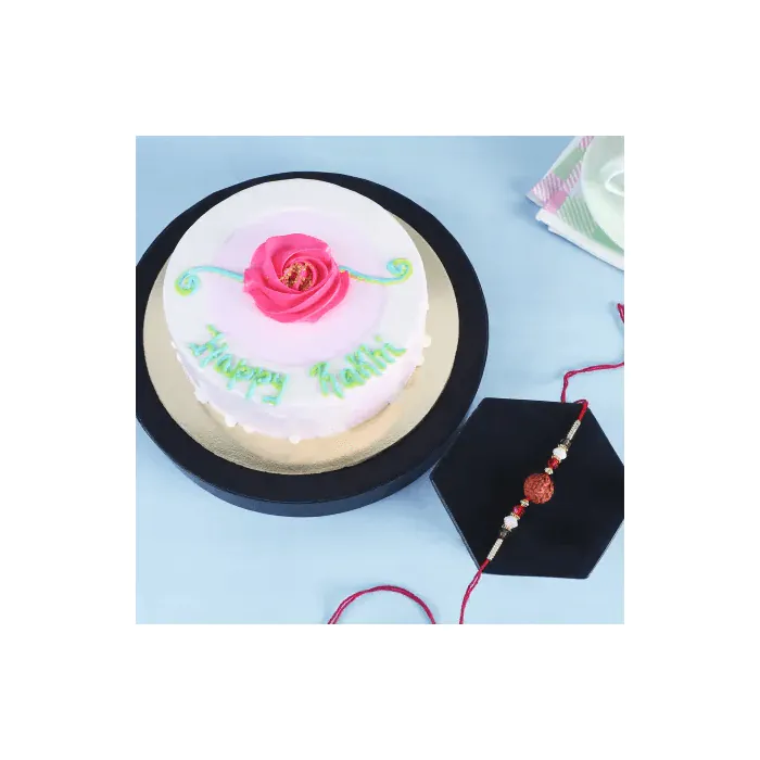 Rakhi with Fresh Vanilla Cake Half Kg Rakhi with Fresh Vanilla Cake Half Kg