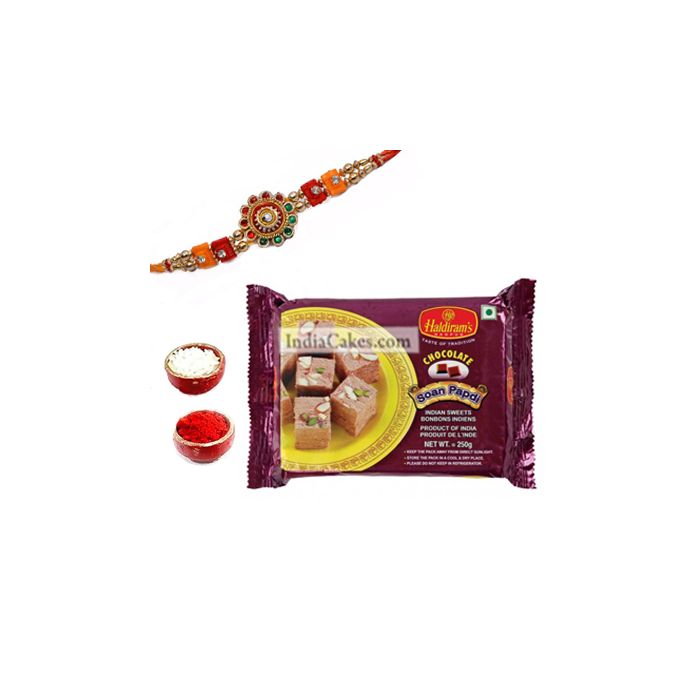 Rakhi With 250 gms Soan Papdi Rakhi With 250 gms Soan Papdi