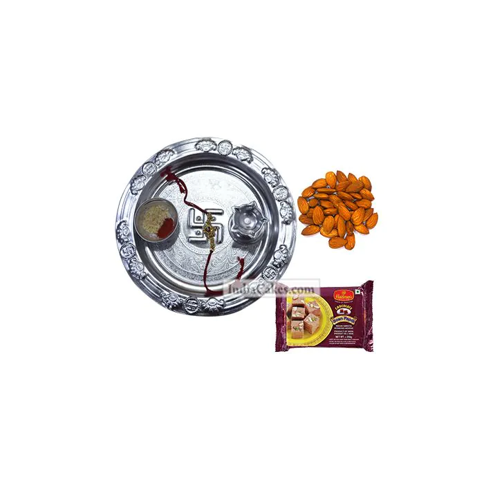 Silver Thali And Soanpapdi And Almond
