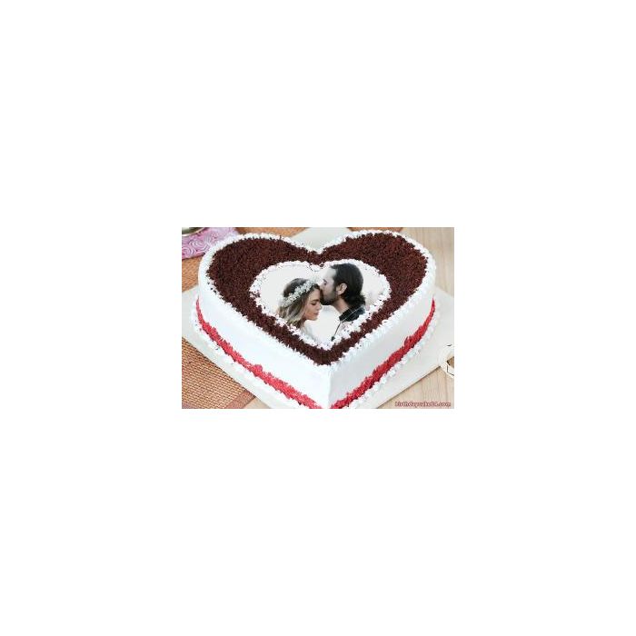 Red Velete Heart Shaped Photo Cake Half Kg Red Velete Heart Shaped Photo Cake Half Kg