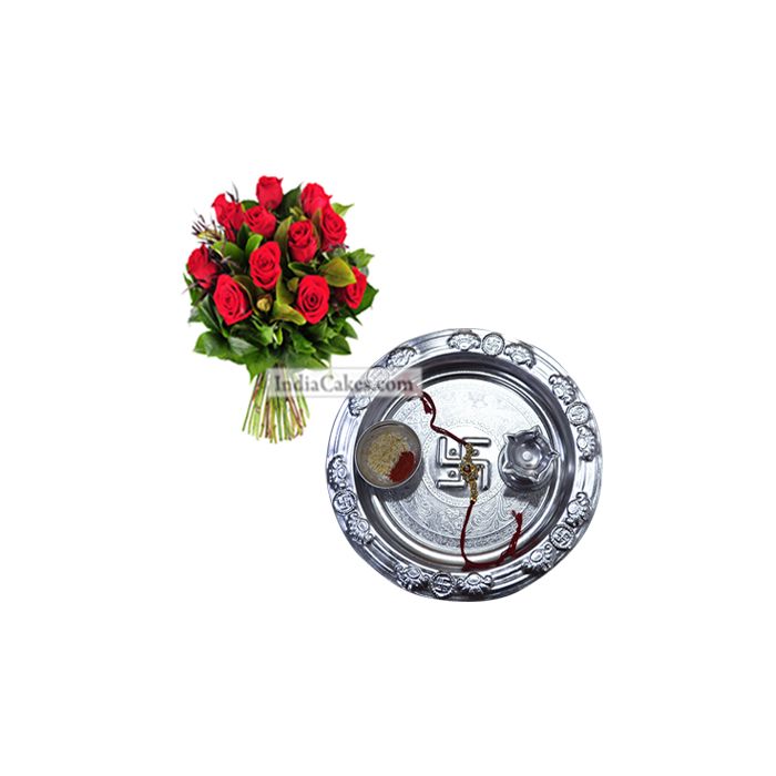 Silver Thali And Red Roses Silver Thali And Red Roses