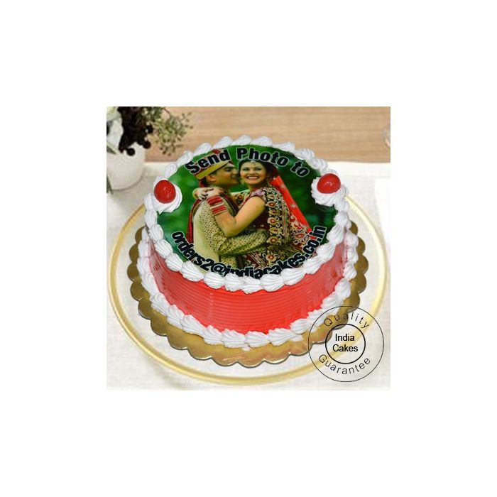 1 Kg Eggless Strawberry Photo Cake with 12 Mix Roses Bunch 1 Kg Eggless Strawberry Photo Cake with 12 Mix Roses Bunch