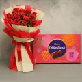 10 Red Roses Bouquet with a Cadbury Celebration thumbnail
