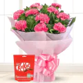 12 Pink Carnation with KitKat Mini Pack thumbnail