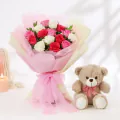 15 Assorted Roses with Teddy thumbnail