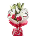 2 White Lilly and 12 Carnations Bunch thumbnail