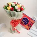 20 Mix Roses Bouquet With Cadbury Celebrations thumbnail