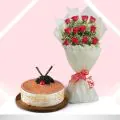 Ambrosial 12 Roses and Half Kg Butterscotch Cake thumbnail