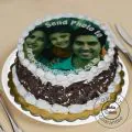 1 Kg Eggless Black Forest Photo Cake with 12 Pink Roses Bunch thumbnail