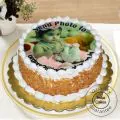 1 Kg Eggless Butter Scotch Photo Cake with 12 Pink Roses Bunch thumbnail