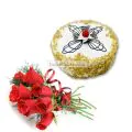 1.5 Kg Butter Scotch with 12 Red Roses Bunch thumbnail