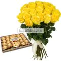 20 Yellow Roses Bunch And 24 Ferrero Rocher Chocolates thumbnail