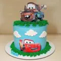 Eggless Mcqueen n Mater Fondant Cake 2 Kg thumbnail