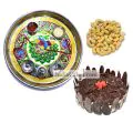 Golden Thali With Green Design And Half Kg Eggless Black Forest Cake And 250 gms Cashew Dryfruits thumbnail