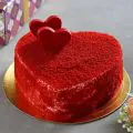 Eggless Sweet Red Heart Velvet Cake Half Kg thumbnail
