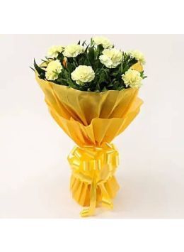 10 Beautiful Yellow Carnations Bouquet 10 Beautiful Yellow Carnations Bouquet