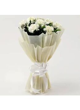 10 Elegant White Carnations Bouquet 10 Elegant White Carnations Bouquet