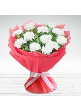 10 Lovely White Carnations Bouquet 10 Lovely White Carnations Bouquet