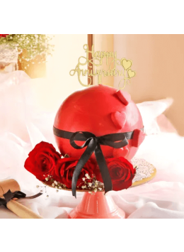 Anniversary Hearts Chocolate Pinata Ball Cake 1 Kg Anniversary Hearts Chocolate Pinata Ball Cake 1 Kg