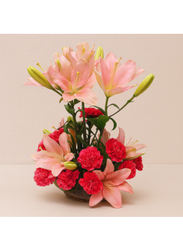 Dreamy Basket of Lilies and Carnations