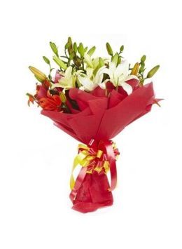 Joyful 6 Lilies Flower Bunch