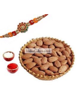 Rakhi with 250 gms Almonds Dryfruits