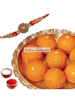 Rakhi With 500 gms Motichur Laddu