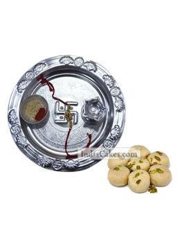 Silver Thali With Pedha Silver Thali With Pedha