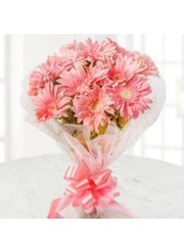 Splendid 10 Pink Gerberas Bouquet