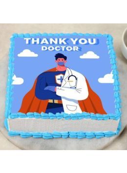 Super Hero Doc Day Photo Theme Cake Half Kg