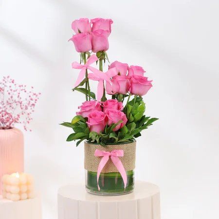 Elegant Arrangement of 10 Pink Roses