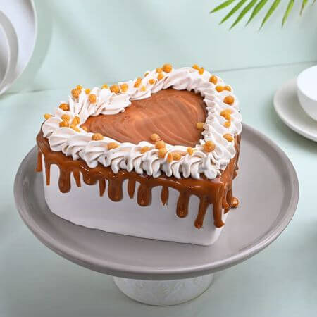 Heart Shaped Butterscotch Bliss Cake