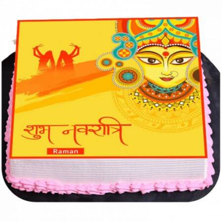 Navratri Square Poster Cake