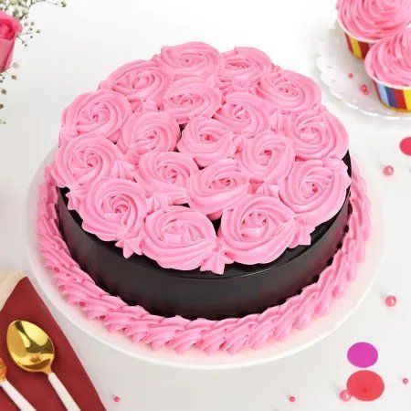 Pink Roses Chocolate Cake Half Kg