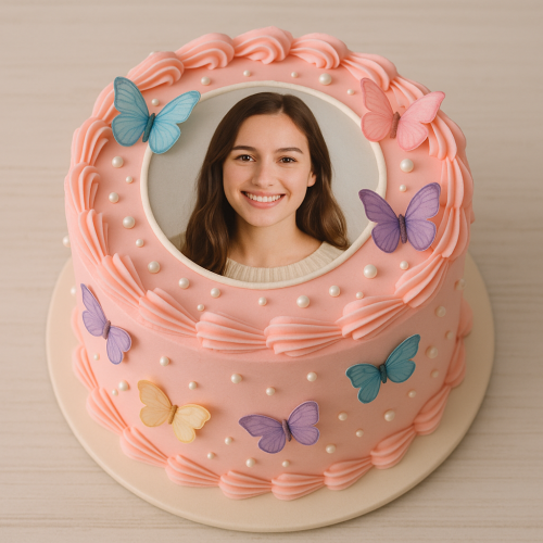 Strawberry Girl Face Photo Cake