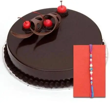 Rakhi with Fresh Chocolate Truffle Cake Half Kg