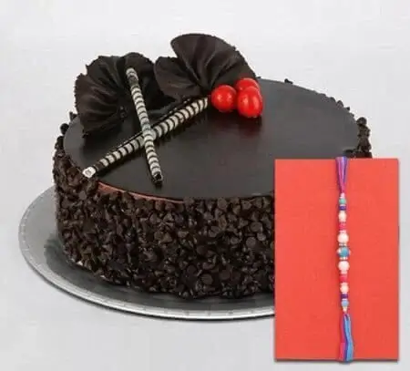 Rakhi with Tempting Chocolate Truffle Cake Half Kg