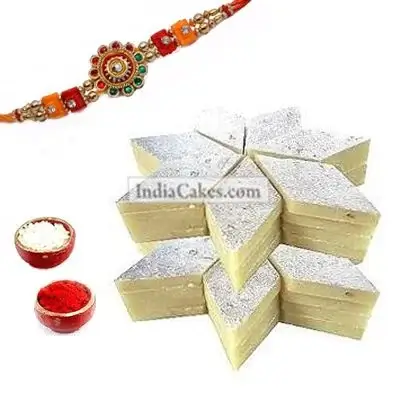 Rakhi With 500 gms Kaju Burfi