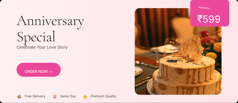 Anniversary special elegant cream cake with roses